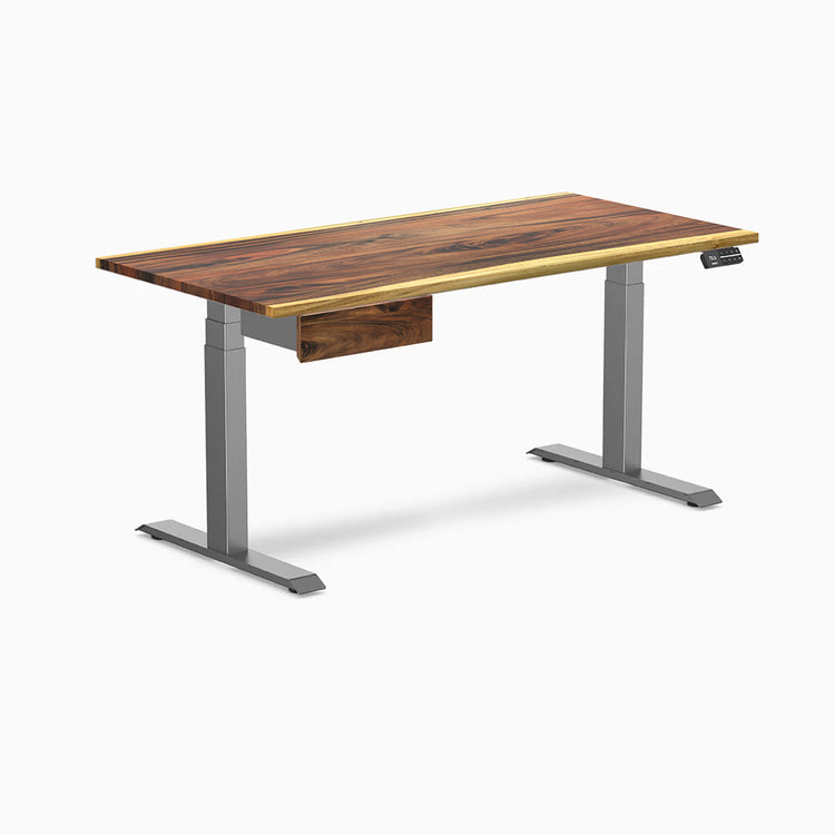 Bureau debout double en bois dur avec tiroir Desky