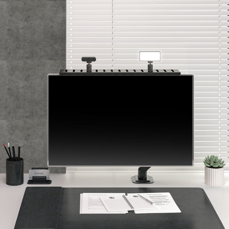 Screen caddy shelf for light and camera