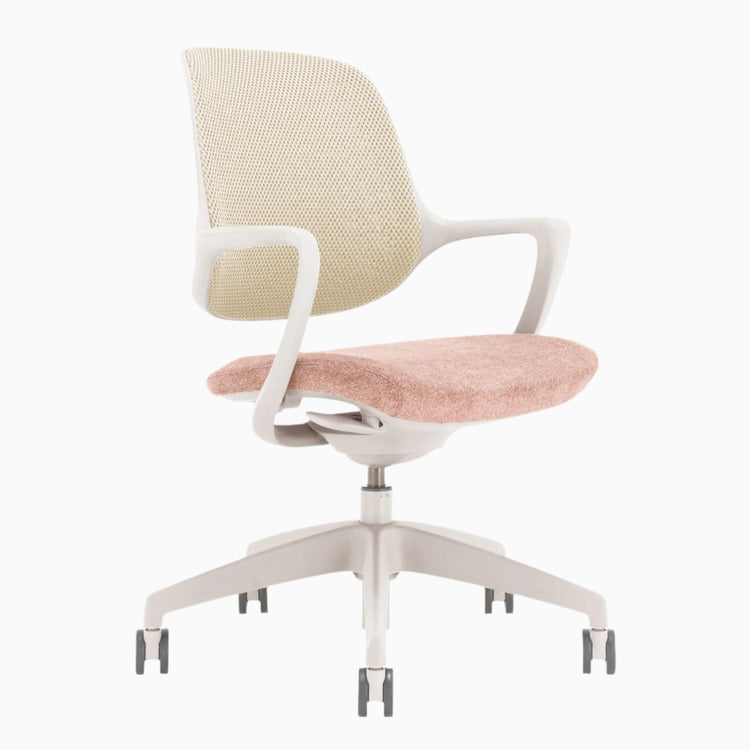 Cute White peach low back office chair 